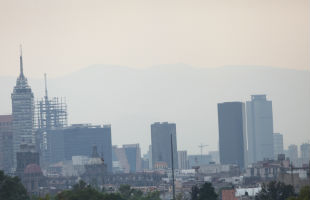 A layer of haze covers a portion Mexico City.