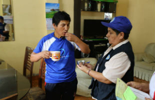 A man takes at-home treatment of multidrug-resistant tuberculosis (MDR-TB) in Lima, Peru.